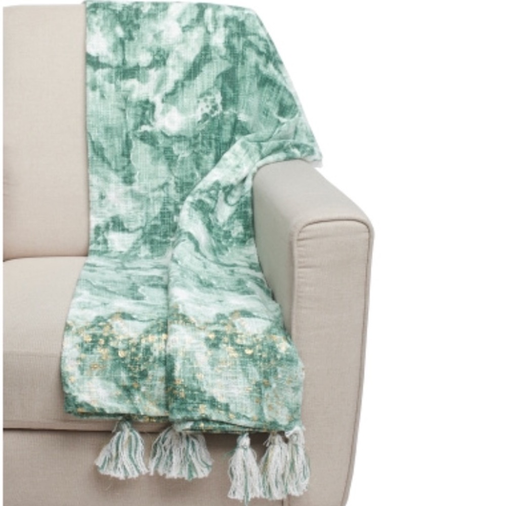 Decorative Marble dyed tassel throw blanket